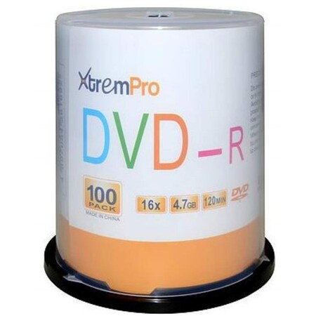 Xtrempro Xtrempro 11033 DVD-R 16X 4.7 GB 120 Minute DVD with Blank Discs Spindle - Pack of 100 11033